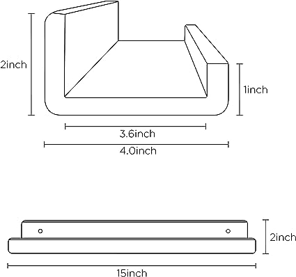 Clear Acrylic Floating Wall Shelves, Two Pack, 15 Inch Wall