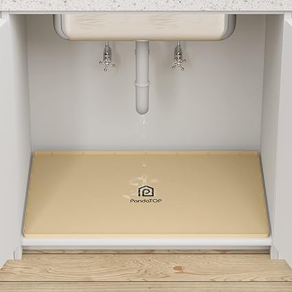 Under Sink Mat - Waterproof Kitchen Cabinet Tray - Flexible Silicone