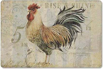 18 in. x 30 in. Vintage Rooster Kitchen Cushion Floor Mat