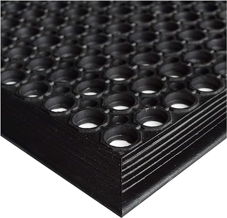 Non-Slip Rubber Drainage Mat, Anti-Fatigue Commercial Kitchen Floor Mat with Holes, Heavy Duty Rubber Floor Mat for Indoor/Outdoor Restaurant Bar
