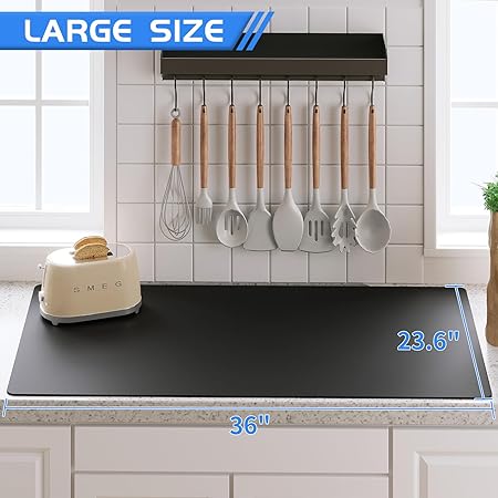  Warome Silicone Mat, 47x 23.6 Silicone Mats for Kitchen  Counter, Nonslip Heat Resistant Mat, Extra Large Kitchen Counter Mat,  Waterproof Countertop Protector for Placemat/Craft mat, No Creases-Black :  Home & Kitchen
