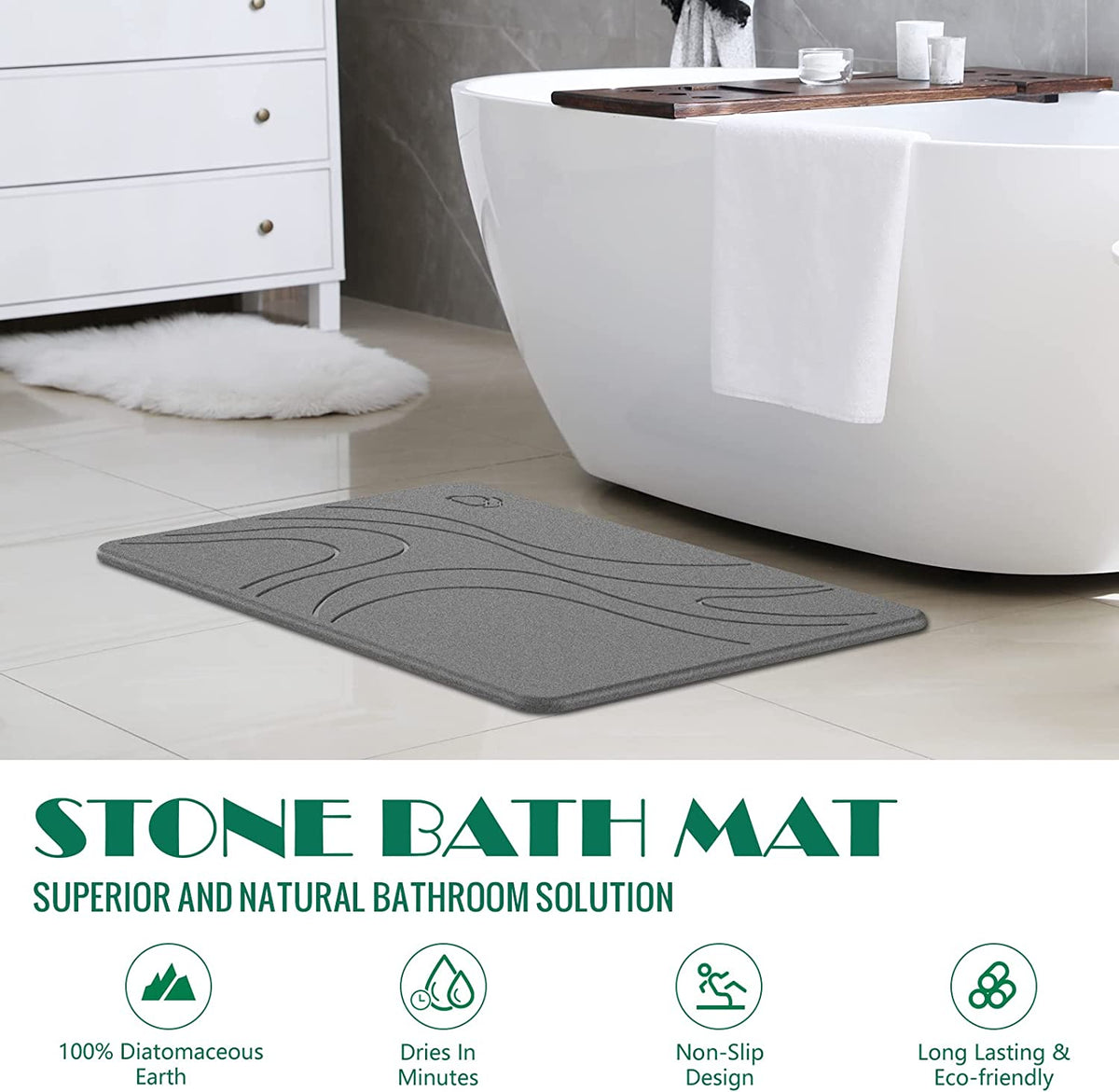  Danda Stone Bath Mat for Bathroom