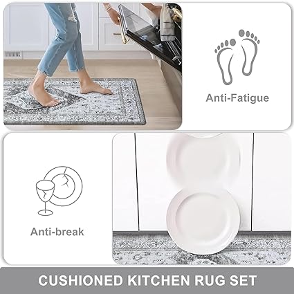 Anti Fatigue Kitchen Mats for Floor 2 Piece, Cushioned Comfort Kitchen –  Modern Rugs and Decor
