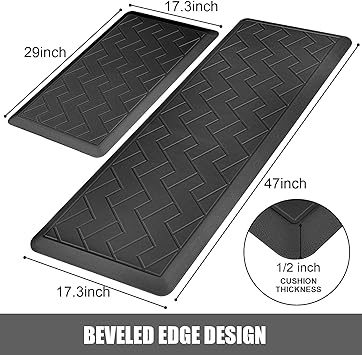 Anti Fatigue 1/2 Inch Thick Floor Mat, 2 PCS, – Modern Rugs and Decor