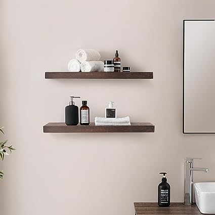 Black Floating Shelves Wall Shelf 24 Inches Long Modern Bathroom