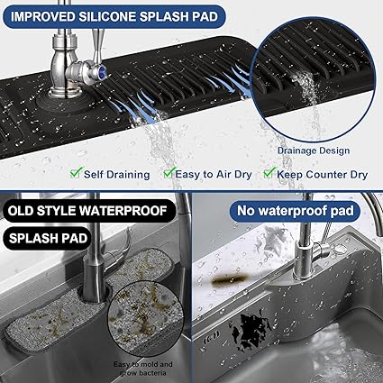 Kitchen Sink Splash Guard Faucet Mat -1 PC Super Absorbent Fast Drying Mat  Sink Gadgets-Splash Guard Behind Faucet Drip Catcher for Kitchen