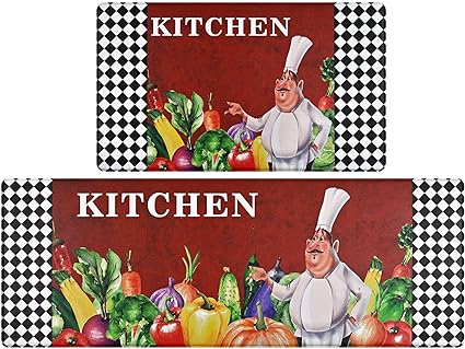 Chef Kitchen Rugs Sets of 2, 17 x 47 + 17 x 30 Inch – Modern Rugs