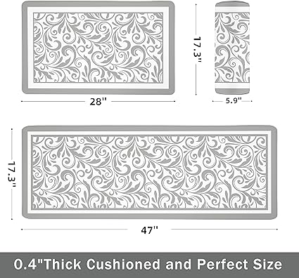 Anti Fatigue Mats for Kitchen Floor Kitchen Rugs Grey Paisley Boho