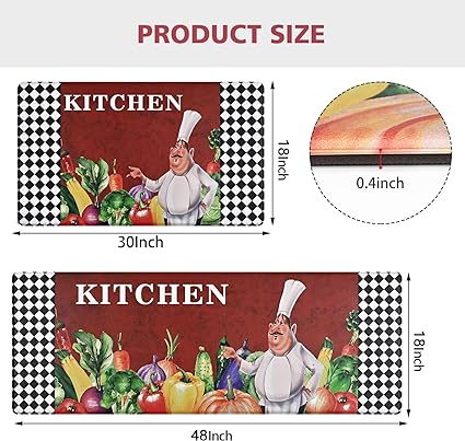 Chef Kitchen Rugs Sets of 2, 17 x 47 + 17 x 30 Inch – Modern Rugs