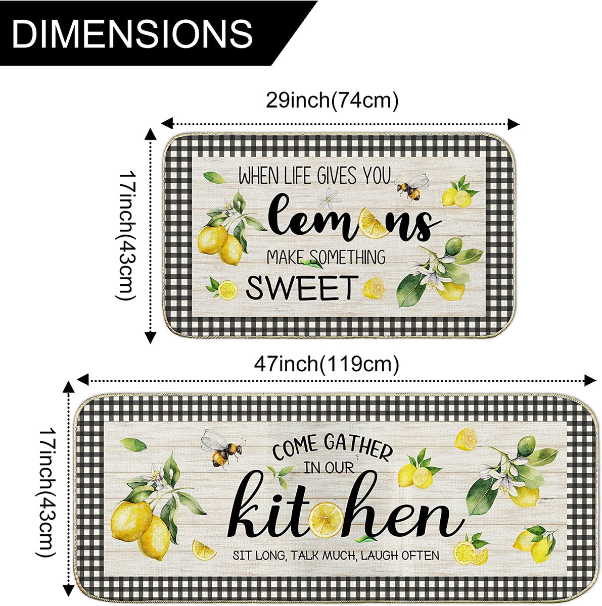  OUXIOAZ Lemon Kitchen Rugs and Mats Non Skid Washable Absorbent  Microfiber Kitchen Mat for Floor Anti Fatigue Kitchen Mat Set of 2 Lemon Kitchen  Decor Stain Resistant 17x47.2+17x30 : Home 