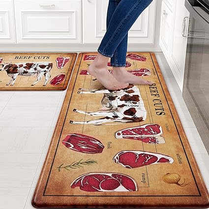 ASPMIZ Kitchen Mats Sets 2 Piece, Memory Foam Kitchen Rugs and