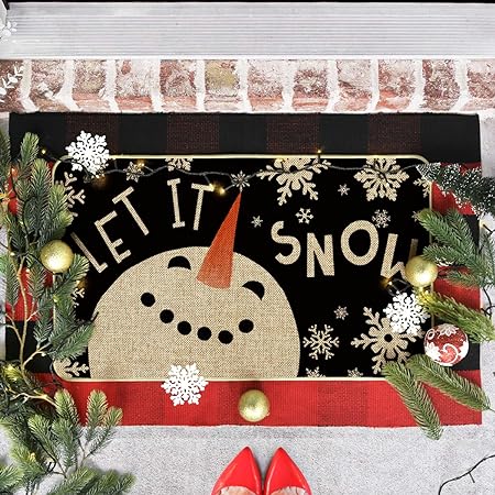 Christmas Decor Door Mat, Seasonal Winter Christmas Holiday Low