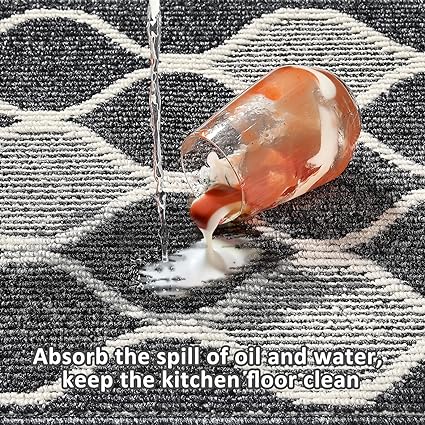 Villsure Kitchen Runner, Kitchen Rugs Non Slip, Kitchen Floor Mat,  Absorbent Resist Dirt Kitchen Floor Mat Comfort Standing Mat Made of 100%