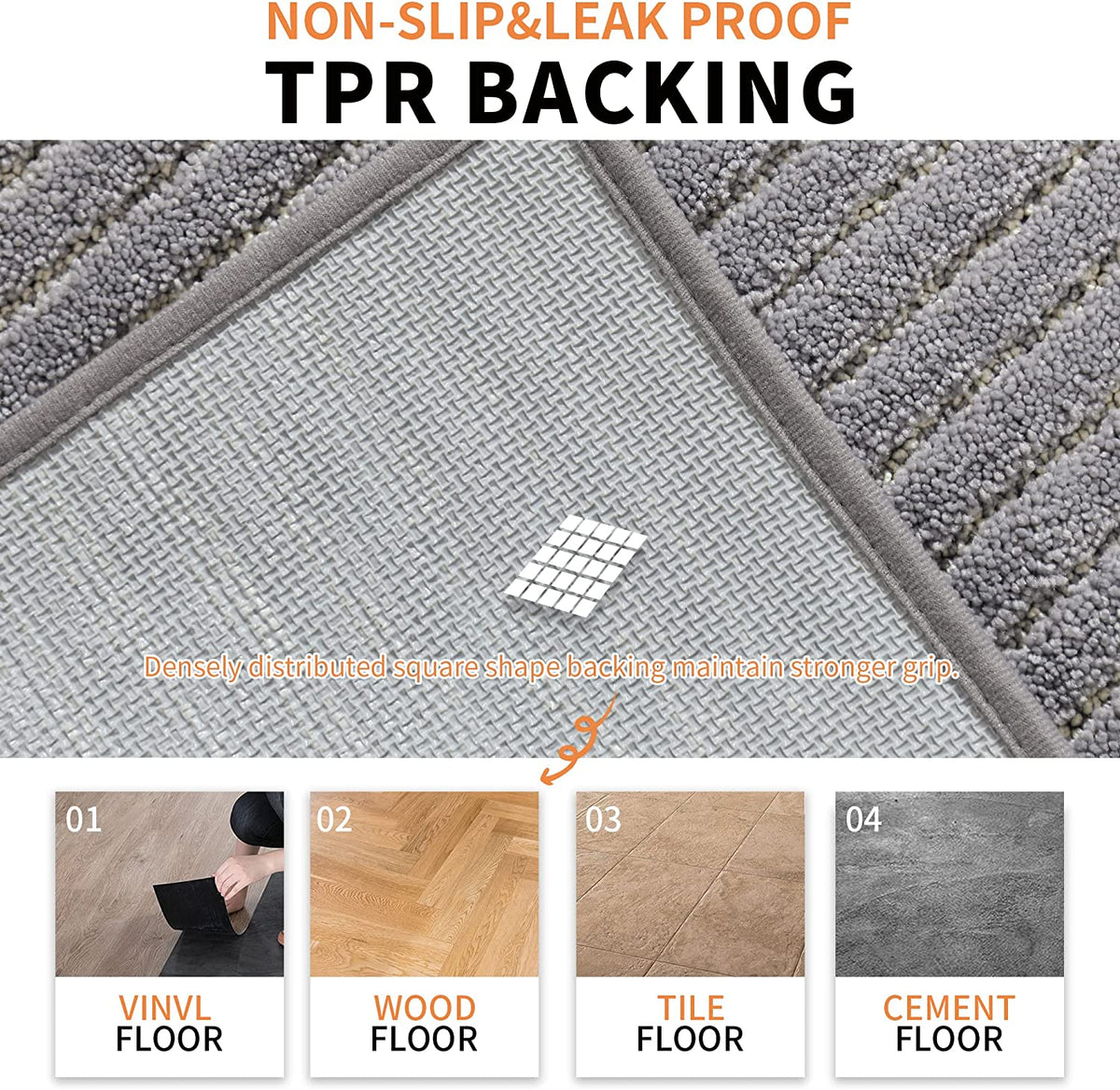 TEHAUX Silicone Non-Slip Cloth Tile Floor Silicone Floor Mat Non Skid Rug  Carpet Rug Carpet Glue Carpet Padding Silica Gel Grey Wear-Resistant Floor