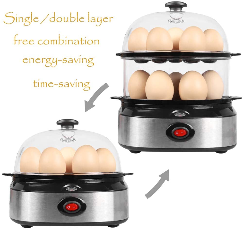 Double Layer Egg Cooker 14 Egg Capacity Electric Egg Boiler Hard