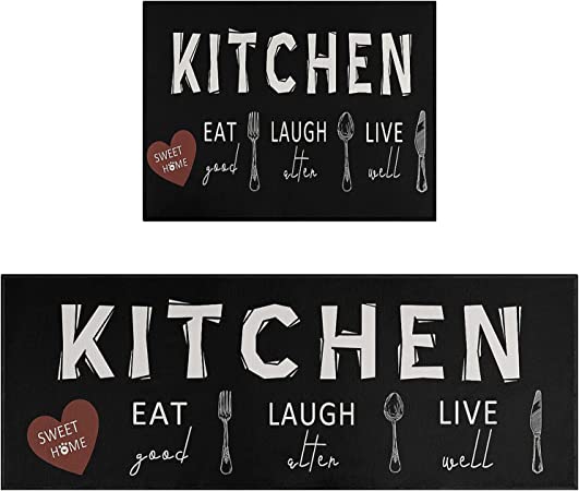 Kitchen Rugs and Mats Non-Slip Washable Anti-Fatigue Kitchen Mats 2 Pieces Black  Kitchen Carpet Floor Comfort Mats for Kitchen Sink Front Two Piece Set,  Black 17x24+17x48inch - Yahoo Shopping