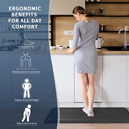 Anti-Fatigue Kitchen Mats - Comfortable Non-Slip PVC Floor Mats, Ergo-Foam Cushion  Stand
