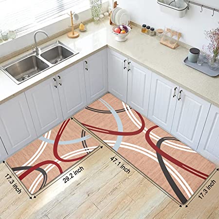 2pcs/set Geometric & Letter Graphic Kitchen Rug, Modern Diatomite Kitchen  Mat For Kitchen