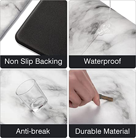 Marble Kitchen Mat EMMTEEY Cushioned Anti Fatigue 2 Pieces Set Mats for  Kitchen Floor Non Slip Waterproof PVC Memory Foam Mat for Laundry Office  Sink