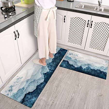 Fancy Anti-oil Kitchen Mat, Waterproof Non-Slip Kitchen Mats and Rugs PVC Comfort Foam Rug for Kitchen, Floor Home, Office, Sink, Laundry, Size