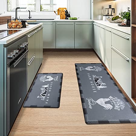  Chef Microfiber Kitchen Rug Set of 2, Anti Slippery and Machine  Washable Floor Mats Set, Comfort Standing Mat, Perfect for Home Hotel  Kitchen Cook Gnomes with Dessert Brown Background Black Plaid 