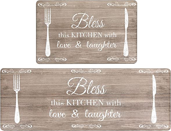 Wine Kitchen Mats for Floor, Farmhouse Kitchen Mats Cushioned Anti Fatigue  2 Piece Set, Memory Foam Kitchen Mat Set of 2 and Wine Kitchen Rugs and Mats  for Picasso Home Kitchen Decor