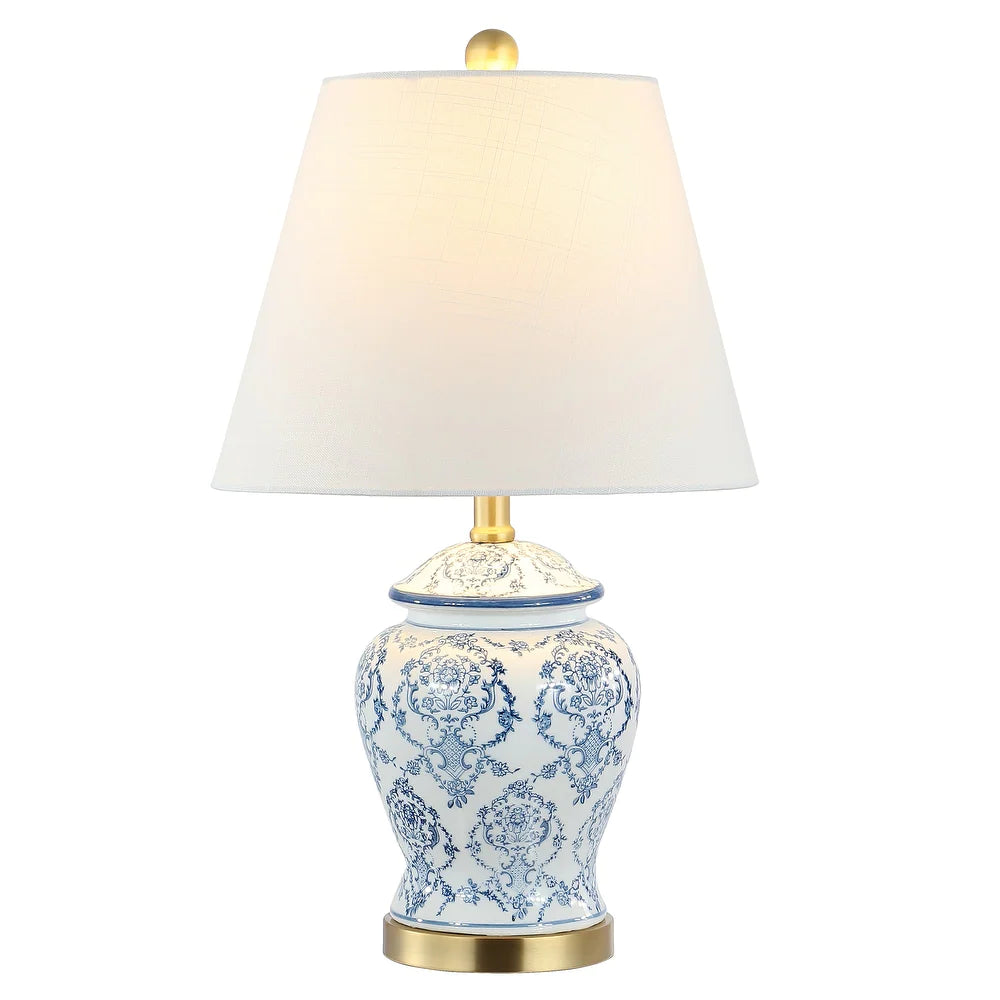 Billy 22.25" Traditional Classic Chinoiserie Ceramic LED Table Lamp, B Modern Rugs and Decor