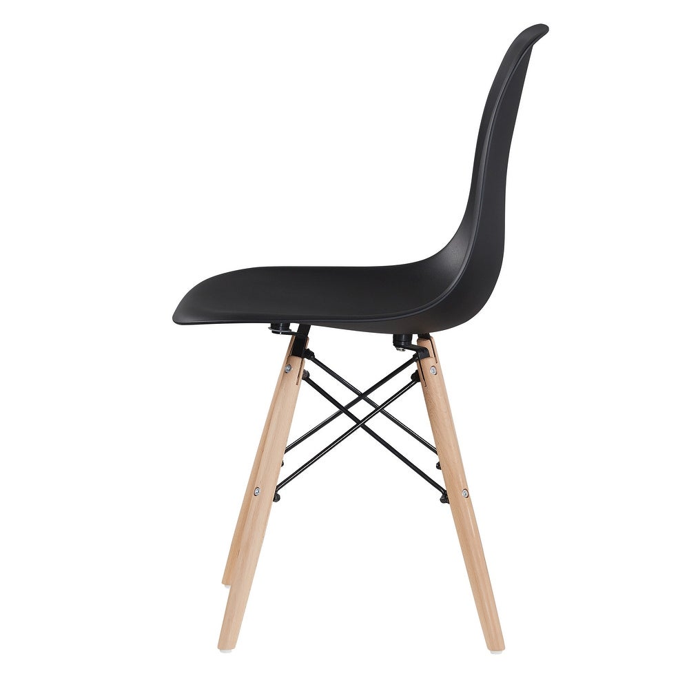 Black plastic chair discount with wooden legs