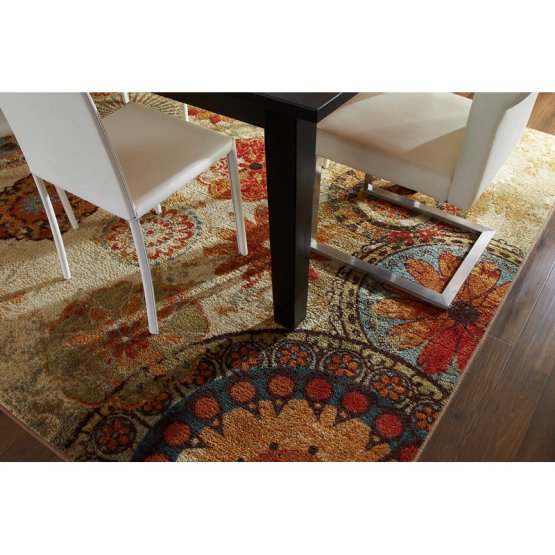 Modern Floral Non-Skid (Non-Slip) Low Profile Pile Rubber Backing Indo –  Modern Rugs and Decor