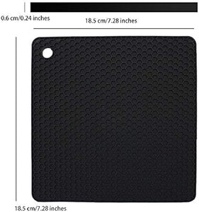 Silicone Trivets for Hot Dishes, Pots and Pans, Hot Pads for Kitchen, Black Silicone Pot Holders, Silicone Mats for Kitchen Counter, Non Slip Heat Resistant Mat, Flexible Trivet Mat Set 4