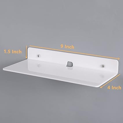 4 Pack Acrylic Floating Shelves, 9'' Acrylic Wall Shelves Display Ledges  for Storage & Decoration, Acrylic Shelves for Wall with 2 Types of  Installation (Adhesive or Screw) 
