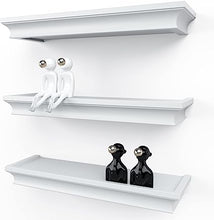 16 Inches Wall Floating Shelves Set of 3, rown Molding Display Shelves with Invisible Brackets in Bathroom, Bedroom, Living Room