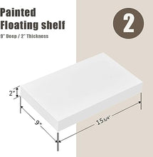 9" Deep White Floating Shelf Set of 2, Wall Shelves for Bathroom, Living Room, Bedroom, Modern Home Decor, 16" W x 9" D x 2" H