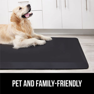 Anti Fatigue Cushioned Kitchen Floor Mats, Thick Ergonomic Standing Office , Waterproof Scratch Resistant Pebbled Topside, Supportive Comfort Padded Foam Rugs, 17x24, Black