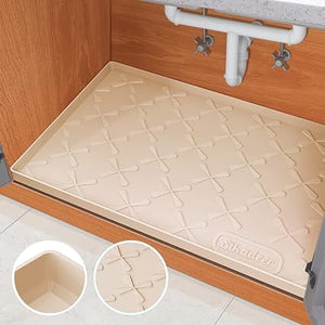 Under Sink Mat for Kitchen Waterproof, 34" x 22" Silicone Under Sink Liner, Up to 3.3 Gallons Liquid, Kitchen Bathroom Cabinet Mat-Fits 36'' Stand Cabinets