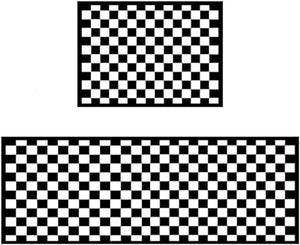 2 Piece Carpet Rubber Backing Non-Slip Kitchen Mat, (17"x23"+17"x47", Black Mosaic)