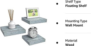 Floating Shelves — Hanging Wall Shelves Decoration — Perfect Trophy Display, Photo Frames (White)