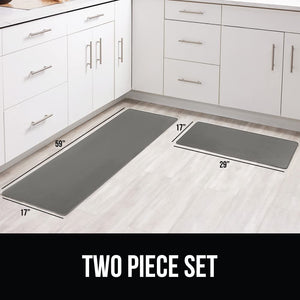 2 Piece Anti Fatigue Cushioned Kitchen Floor Mat Set, Supportive Padded Memory Foam Rugs