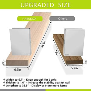 Floating Shelves for Wall Decor, Bedroom Bathroom Storage, 2-Pack(30"×6.7"×1.6", Burlywood)