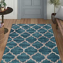 Moroccan Distressed Non-Slip Washable  Throw Area Rug - (2’X 3’, Blue)