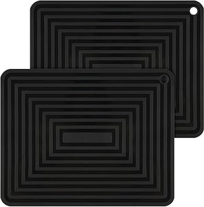 Silicone Trivets for Hot Pots and Pans-Trivets for Hot Dishes-Heat Resistant Mat for Countertops, Kitchen Small Dish Drying Mat, Silicone Pot Holders-Hot Pads for Kitchen Set 2 Black