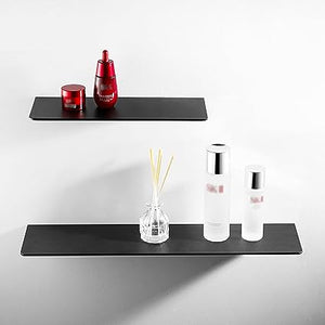 L-Shaped Black Metal Floating Shelf Modern Heavy Duty Wall Mount Shelf 8inch*12inch 1 Pack