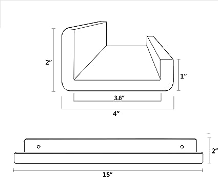 Clear Acrylic Floating Wall Shelves, Two Pack, 15 Inch Wall Bookshelf