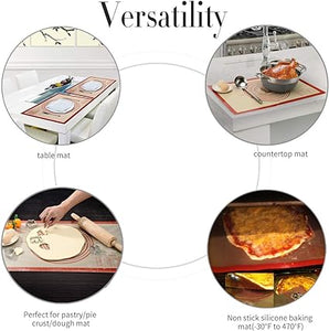 Non-slip Silicone Pastry Mat Extra Large with Measurements 16''By 26'' for Silicone Baking Mat, Counter Mat, Dough Rolling Mat,Oven Liner,Fondant/Pie Crust Mat