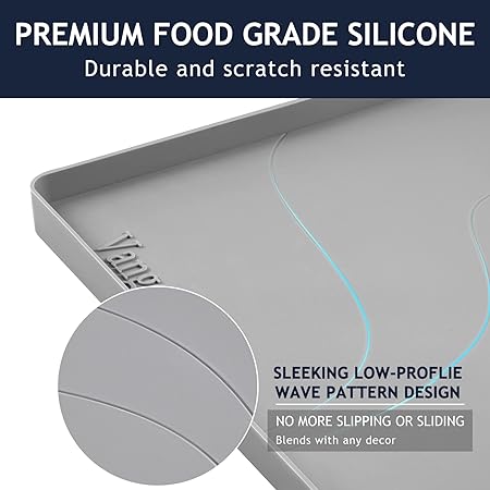 Under Sink Mat Kitchen Sink Cabinet Tray, 34 x 22 Silicone Under Sink  Liners for Kitchen Waterproof, Sink Cabinet Protector for Water Drips,  Leaks, Spills, Holds over 3.3 Gallons (Gray) 