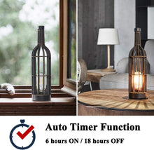 Battery Operated Table Lamps Timer Wooden Wine Bottle Shape Decorative Lamp (Black)