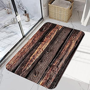 Dark Brown Old Wooden Board Print Memory Foam Bath Rugs and doormats Non Slip Absorbent Super Cozy Flannel Bathroom Rug Carpet 24 x16 inches