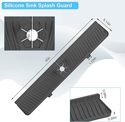 30 Inch Sink Splash Guard Mat, Faucet Mat Splash Catcher, Silicone Faucet  Handle Drip Catcher Tray, Longer Sink Mat for Kitchen Dish Drying Mats  Sponge Holder and Bathroom Countertop Protect(Black) - Yahoo