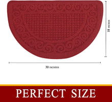 2 Piece 18”X30”, Non Skid Washable Half Circle Kitchen Mats, - Red-2