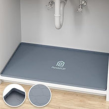 Under Sink Mat, 22" x 19" Silicone Kitchen Cabinet Tray, Waterproof & Flexible Under Sink Liner for Kitchen Bathroom and Laundry Room(Black)